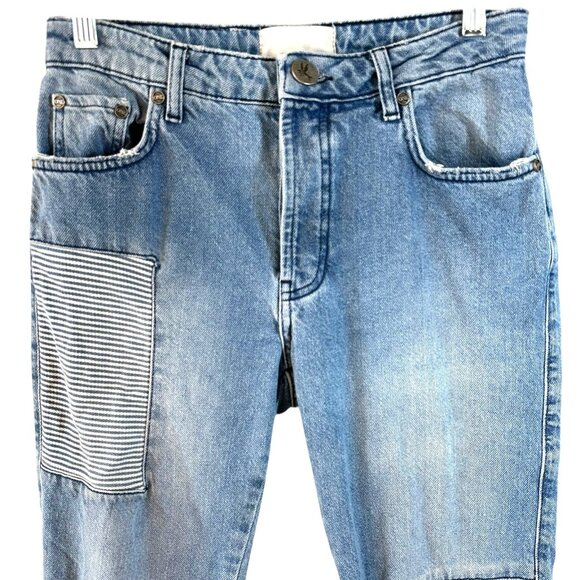 One teaspoon Blue Truckers Mid Waist Straight Leg Busted Knee Jeans Size 24 - Picture 3 of 7